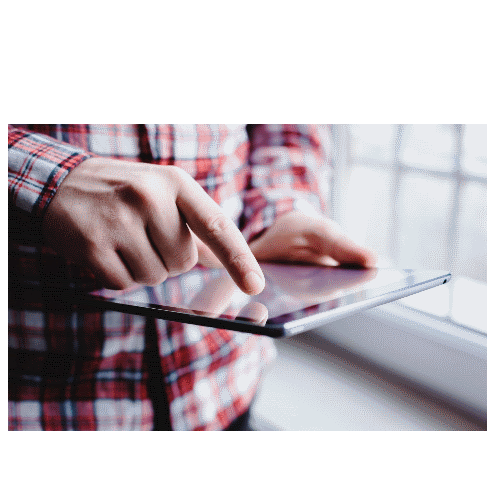 Man checking tablet