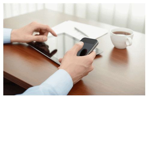 Man checking mobile devices